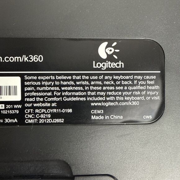 Logitech K360 Y-R0017 Wireless Keyboard With Unifying Dongle Tested Works Black - Picture 8 of 11